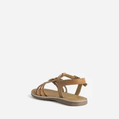 Sandale BUGGY marron en cuir brides tressées