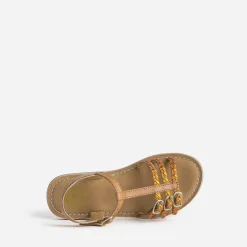 Sandale BUGGY marron en cuir brides tressées