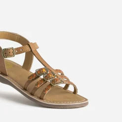 Sandale BUGGY marron en cuir brides tressées