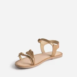 Sandale BUGGY marron en cuir velours avec feuilles