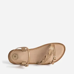 Sandale BUGGY marron en cuir velours avec feuilles