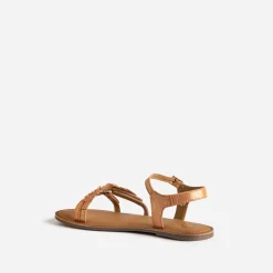 Sandale BUGGY orange en cuir velours avec feuilles