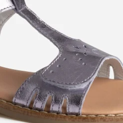 Sandale BUGGY parme en cuir métallisé