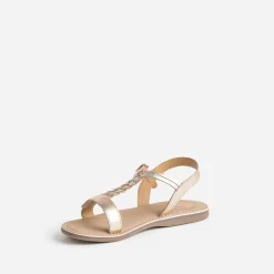 Sandale BUGGY rose cuivré et argenté en cuir