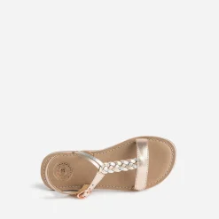 Sandale BUGGY rose cuivré et argenté en cuir