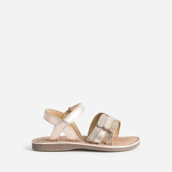 Sandale BUGGY rose cuivré cuir à scratchs