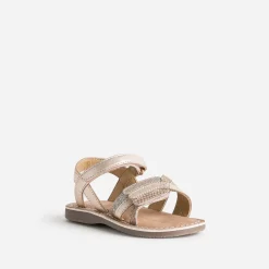 Sandale BUGGY rose cuivré cuir à scratchs