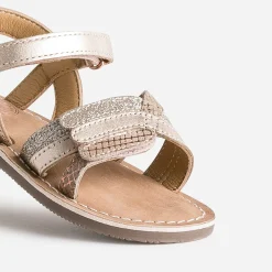 Sandale BUGGY rose cuivré cuir à scratchs