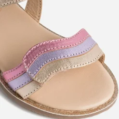 Sandale BUGGY rose cuivré cuir bride tricolore