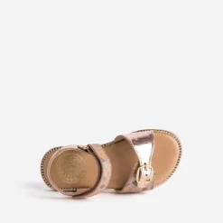 Sandale BUGGY rose cuivré à imprimé fleurs