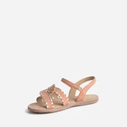 Sandale BUGGY saumon et dorée en cuir velours