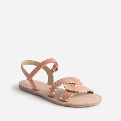 Sandale BUGGY saumon et dorée en cuir velours