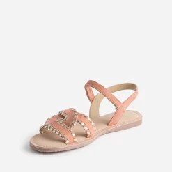 Sandale BUGGY saumon et dorée en cuir velours