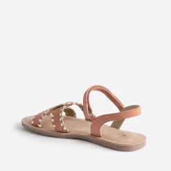 Sandale BUGGY saumon et dorée en cuir velours