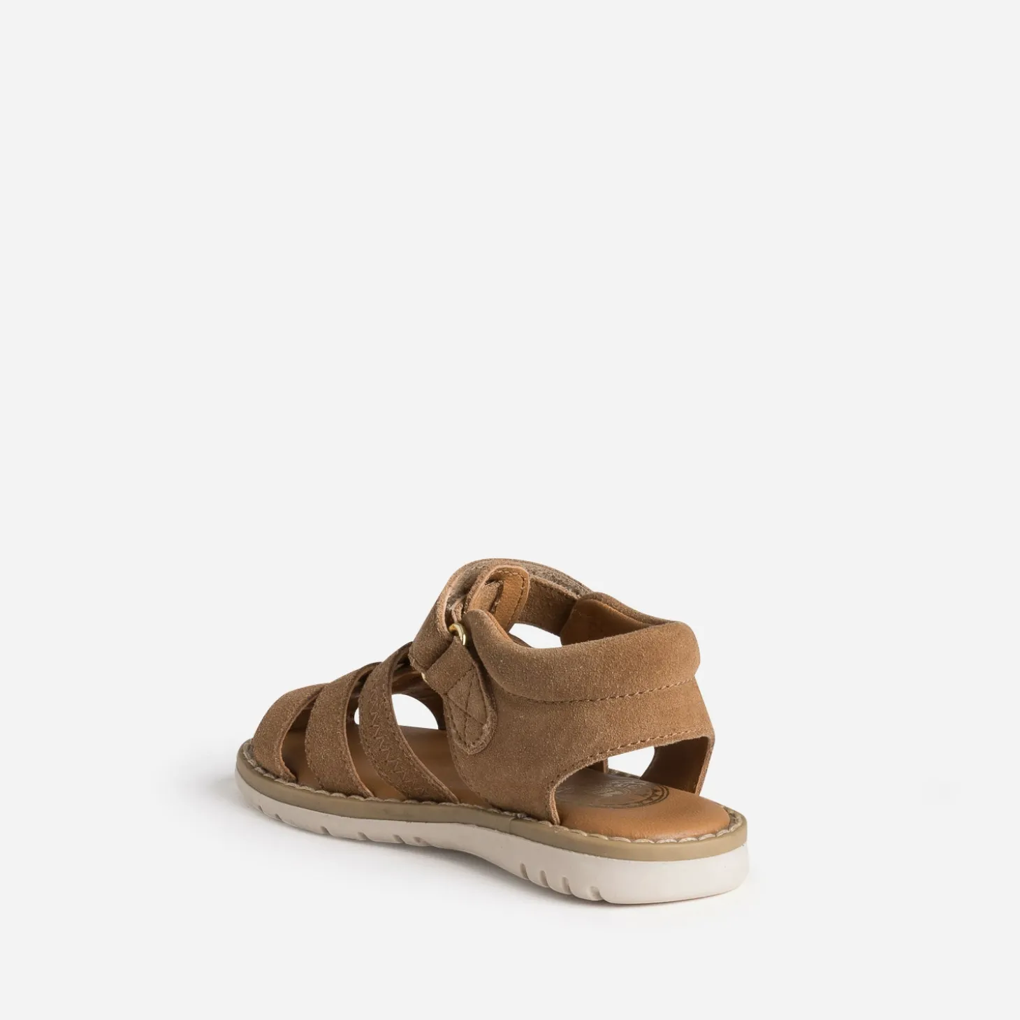 Sandale camel cuir velours