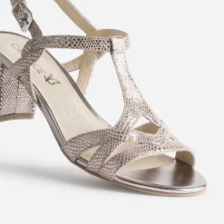 Sandale CAPRICE beige en cuir velours effet python doré