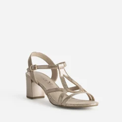 Sandale CAPRICE dorée cuir effet python verni