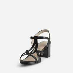 Sandale CAPRICE noire cuir effet python verni