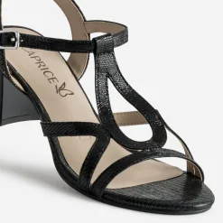 Sandale CAPRICE noire cuir effet python verni