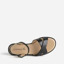 Sandale CAPRICE noire en cuir effet python