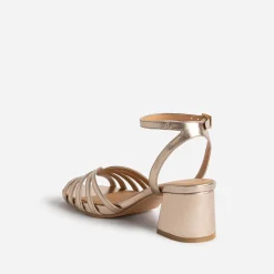 Sandale champagne doré métallisé à brides