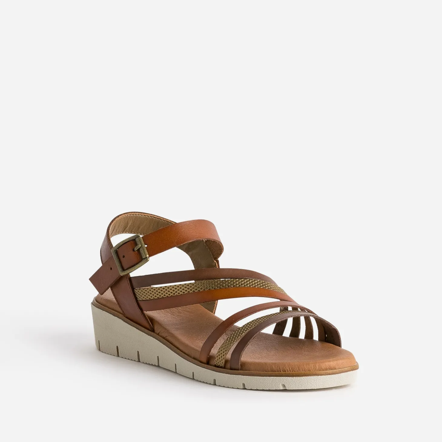 Sandale cognac cuir semelle crantée