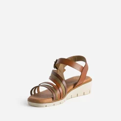 Sandale cognac cuir semelle crantée