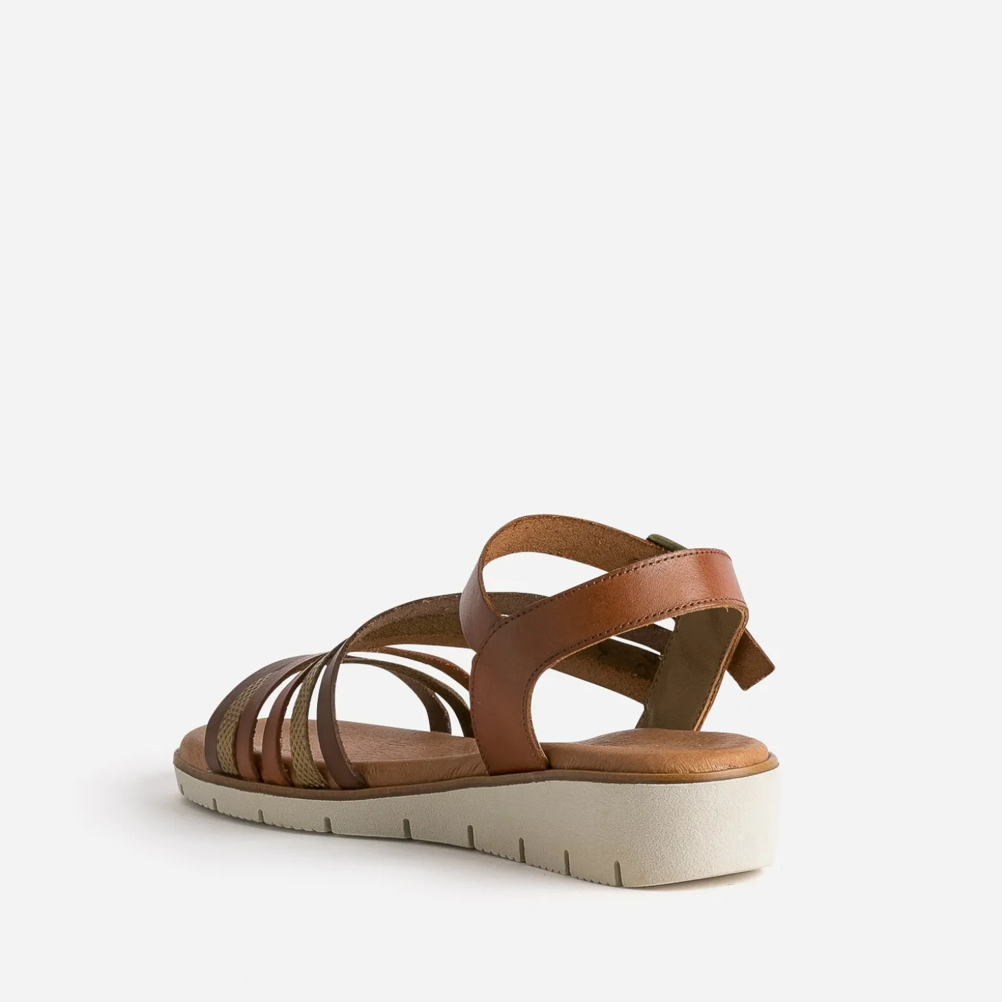 Sandale cognac cuir semelle crantée