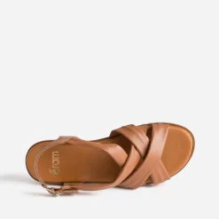 Sandale cognac en cuir souple éco-conçu