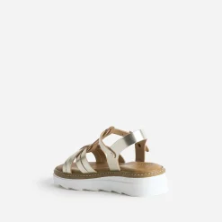 Sandale compensée BUGGY dorée en cuir