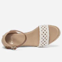 Sandale compensée écrue à bride tressée