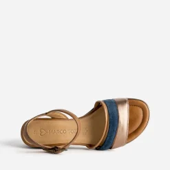 Sandale compensée MARCO TOZZI marine en cuir velours