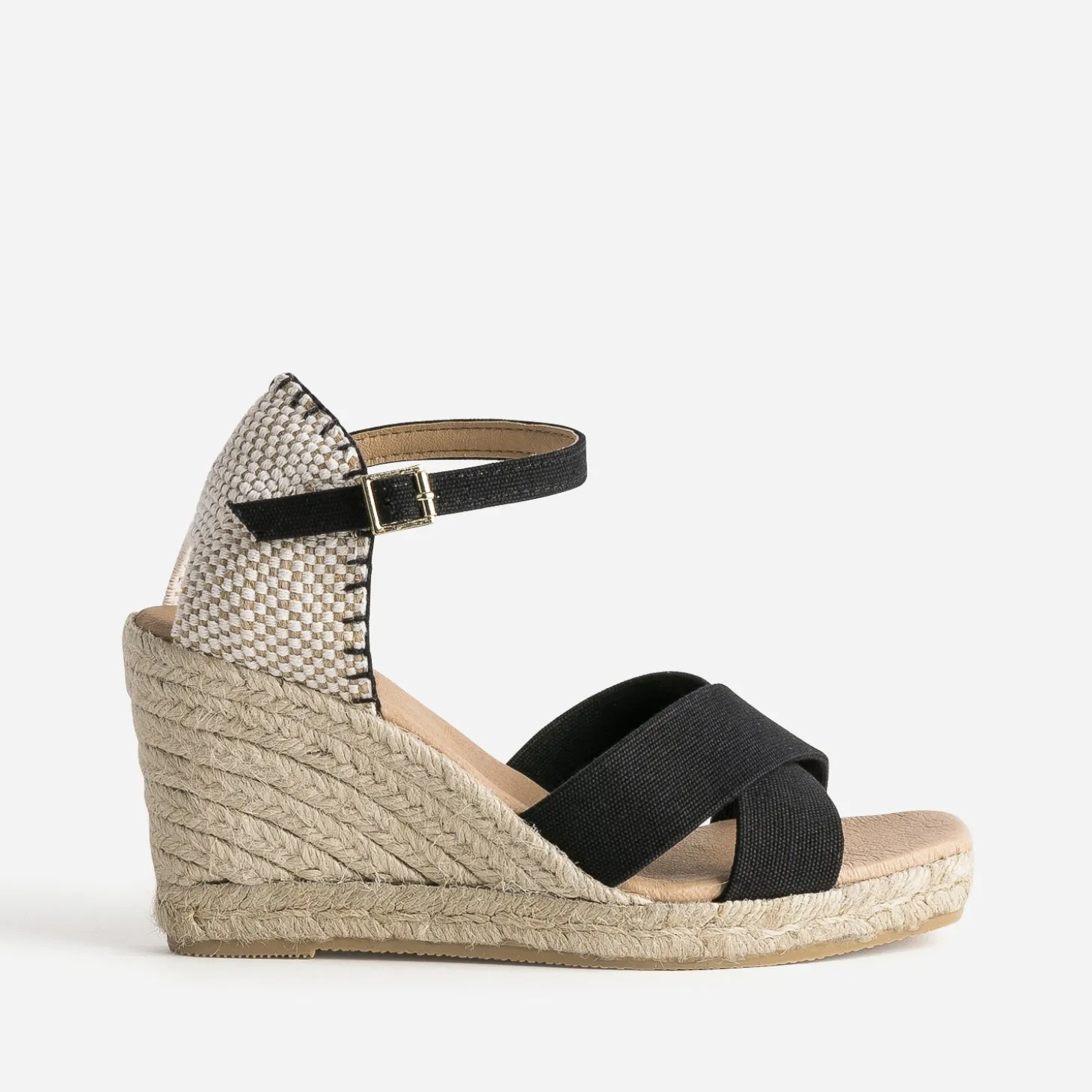 Sandale compensée noire