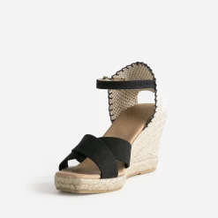 Sandale compensée noire