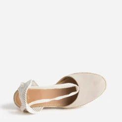 Sandale compensée taupe cuir velours éco-conçu