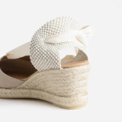 Sandale compensée taupe cuir velours éco-conçu