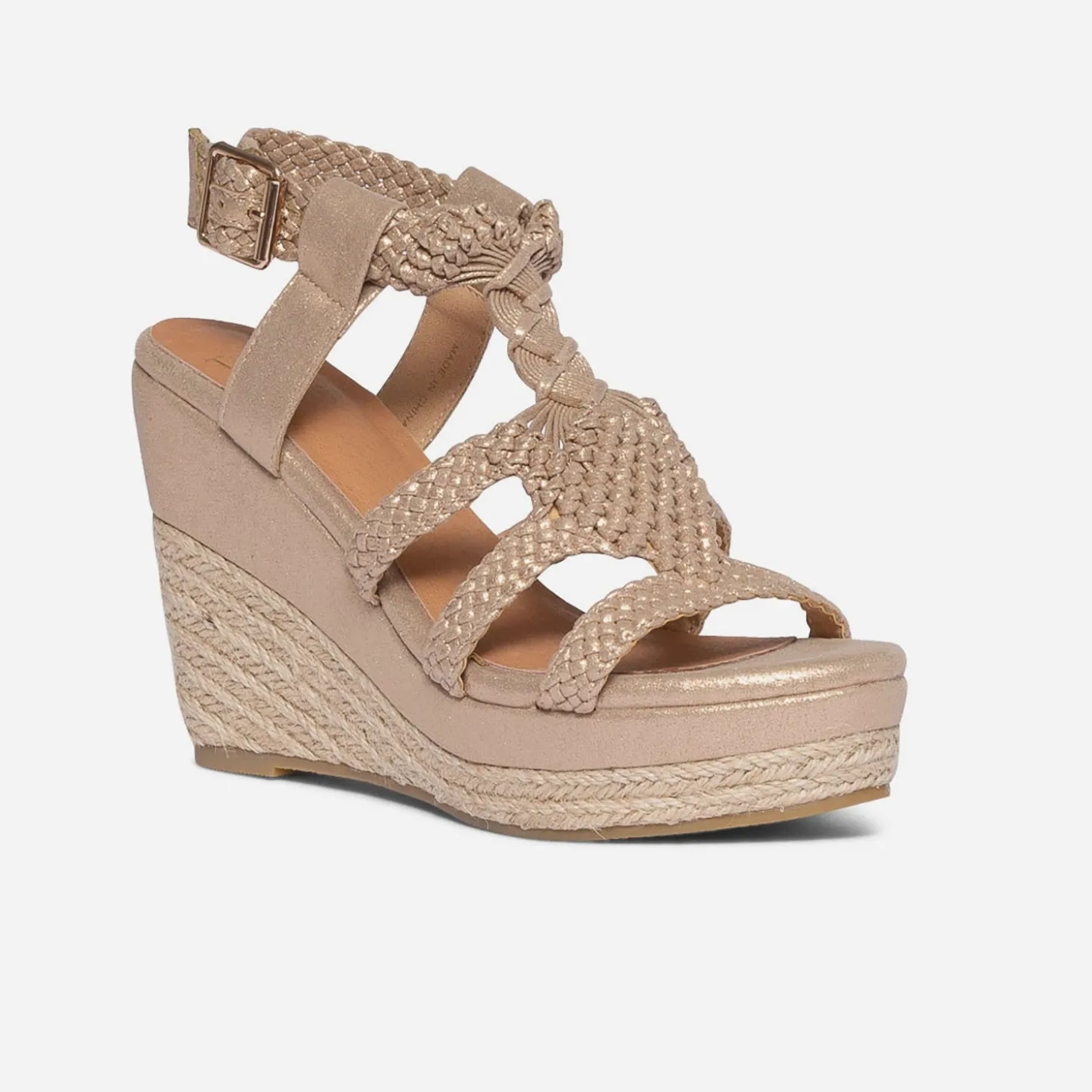 Sandale compensée TEXTO beige irisée