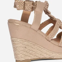 Sandale compensée TEXTO beige irisée