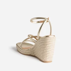 Sandale compensée TEXTO dorée
