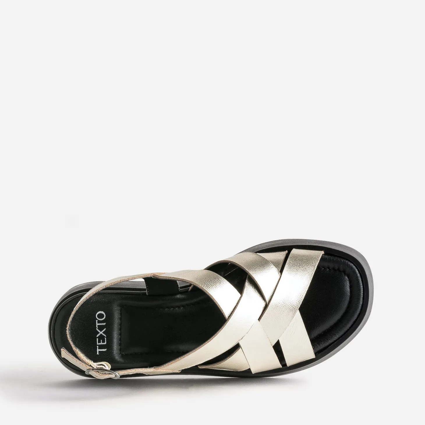 Sandale compensée TEXTO dorée en cuir