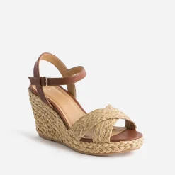 Sandale compensée TEXTO effet raphia