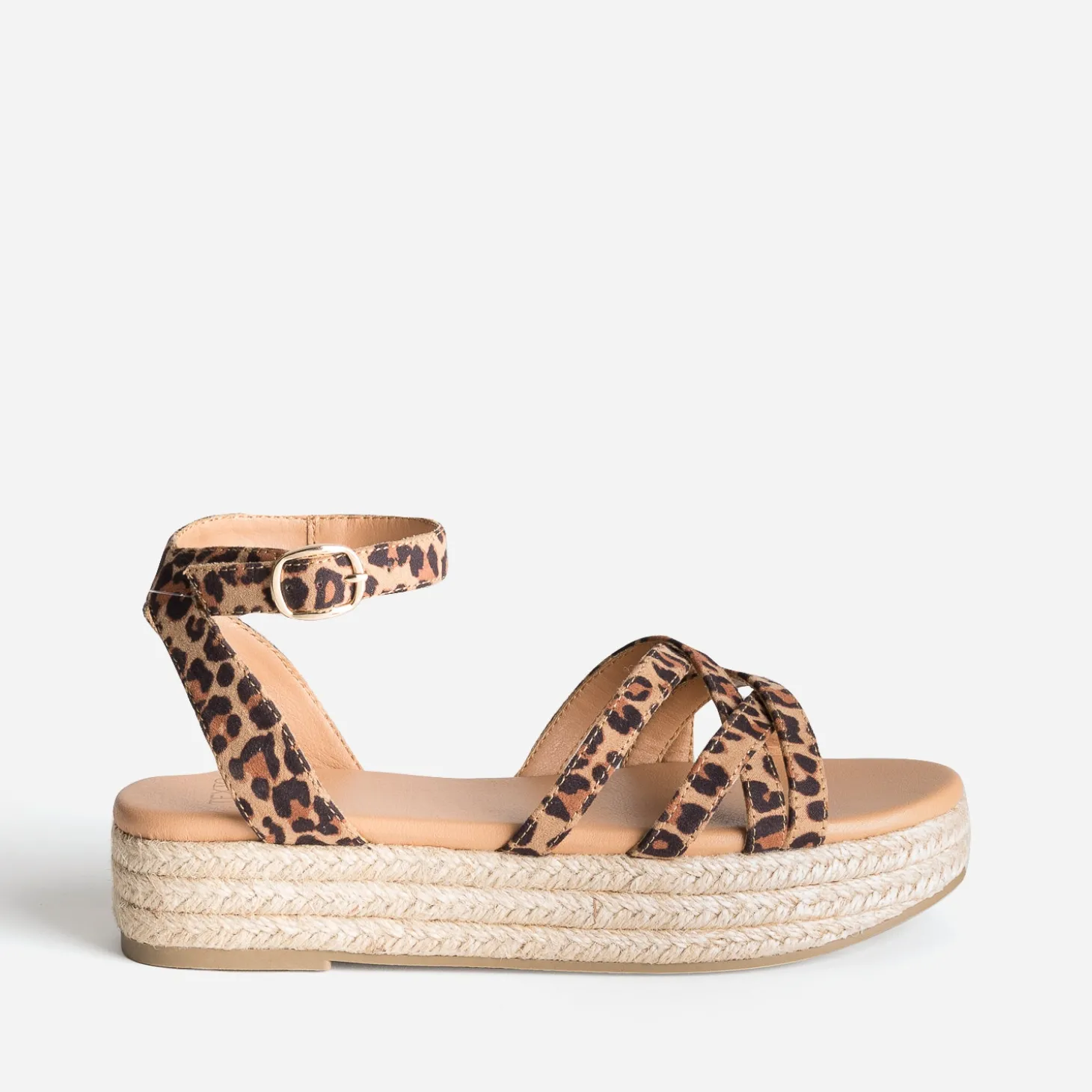Sandale compensée TEXTO imprimé léopard