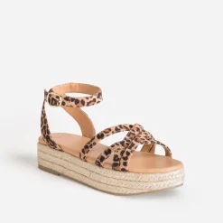 Sandale compensée TEXTO imprimé léopard