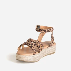 Sandale compensée TEXTO imprimé léopard