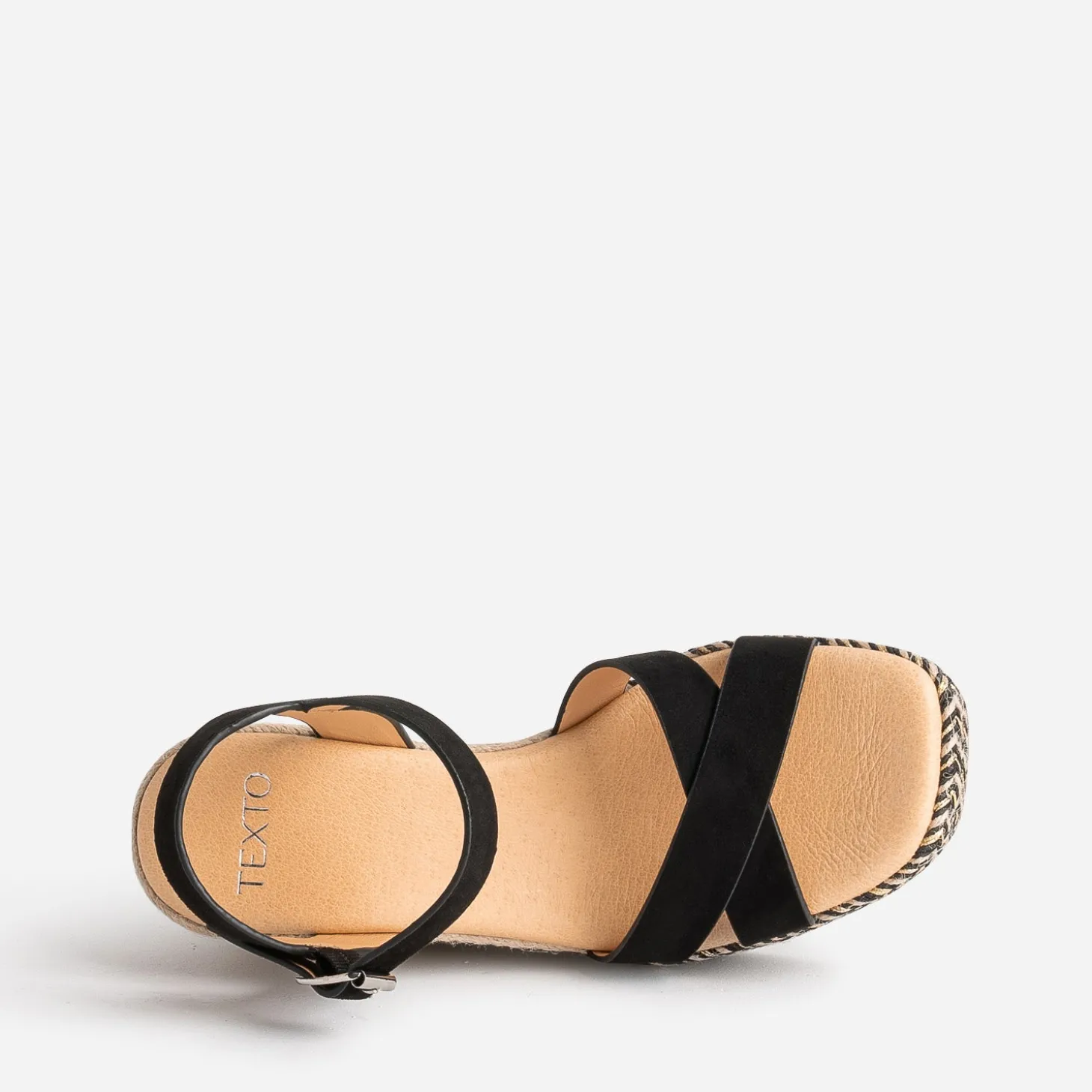 Sandale compensée TEXTO noire suédée