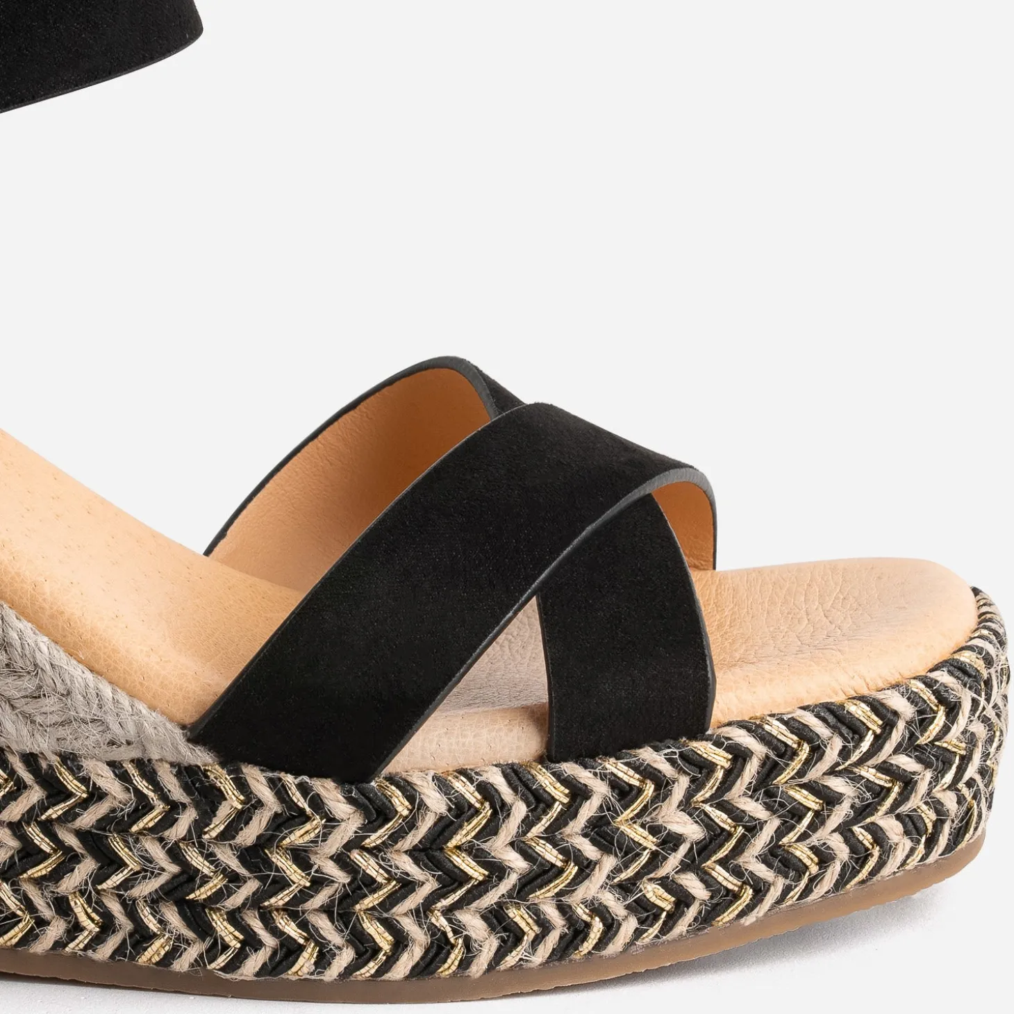 Sandale compensée TEXTO noire suédée