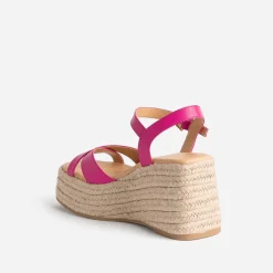 Sandale compensée TEXTO rose fuchsia