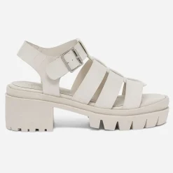 Sandale crantée TEXTO écrue à brides embossées effet croco