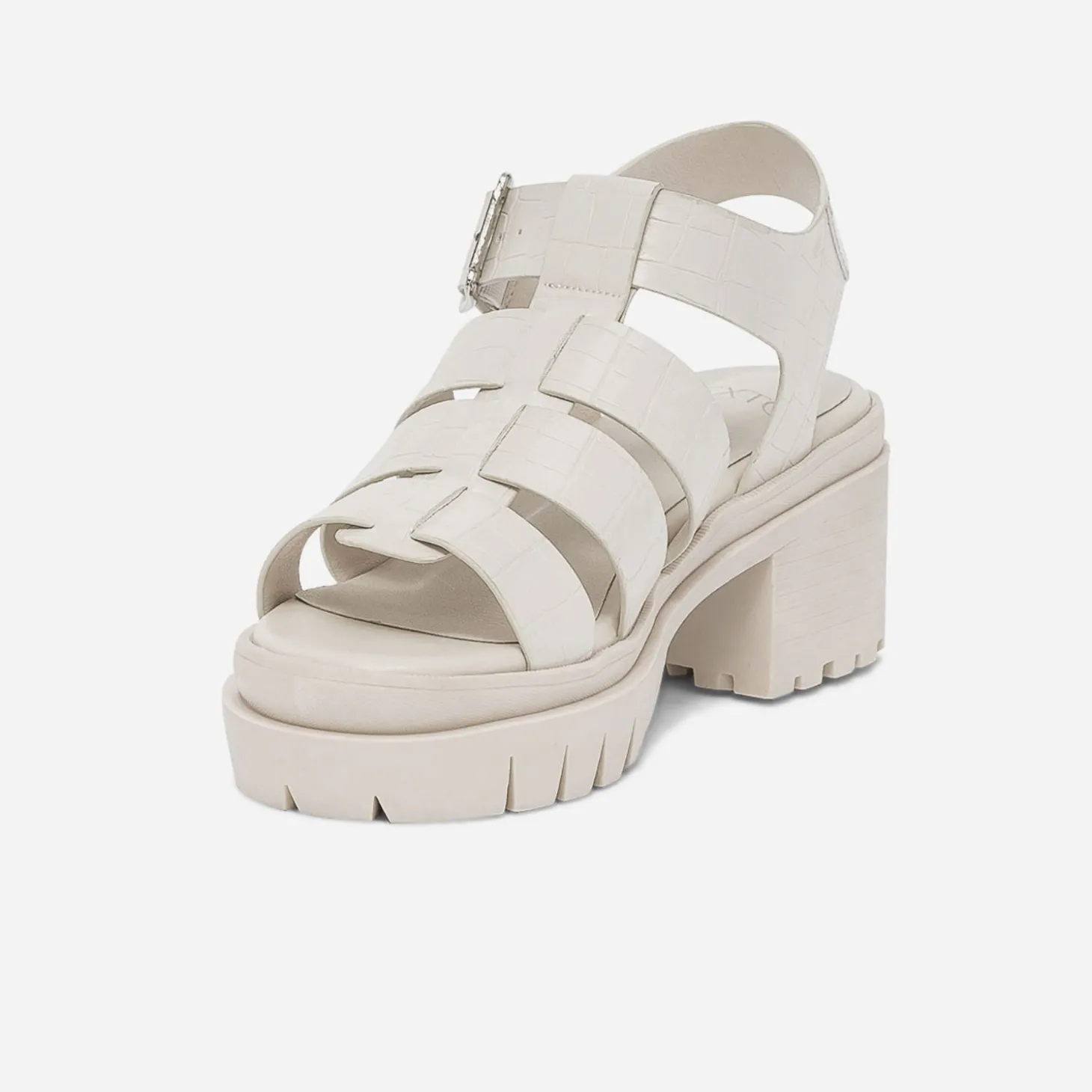 Sandale crantée TEXTO écrue à brides embossées effet croco