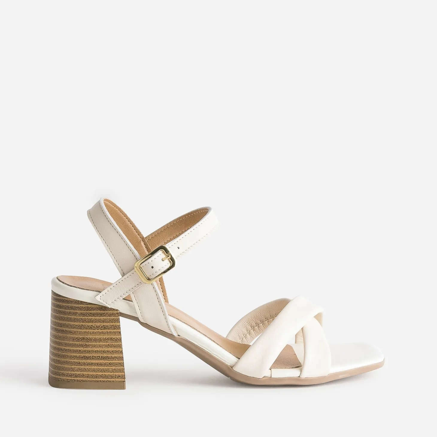 Sandale écrue cuir à talon